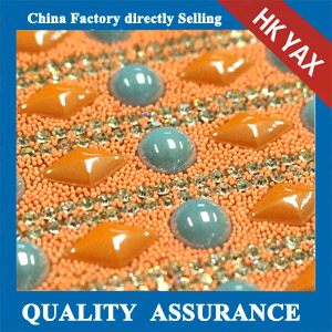 YAX-F013 Orange& Blue Chaton Rhinestone Patches