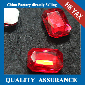 high quality red rectangle glass chaton 