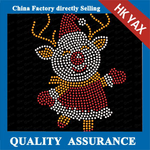 Christmas Wine Glass Antlers Rhinestone Transfer – Hotfix Iron-On Motif + Free Gift