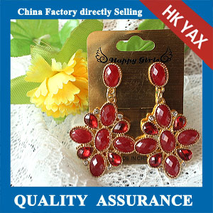 N503 red resin stone earrings for girls