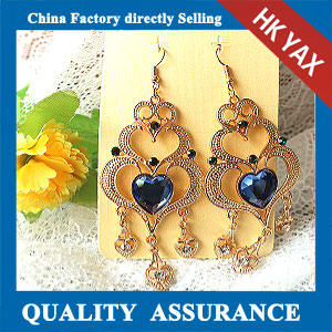 N511 blue heart dangling earrings