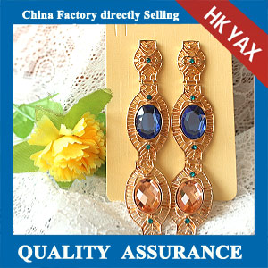 N514 Oval stone earring long design