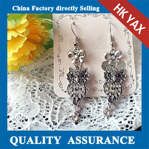 N553 odangling owl earring plated