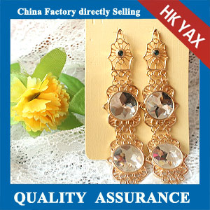 N537 Gold plated earrings large round stone