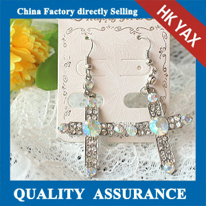 N526 fashion rhinestone cross earrings